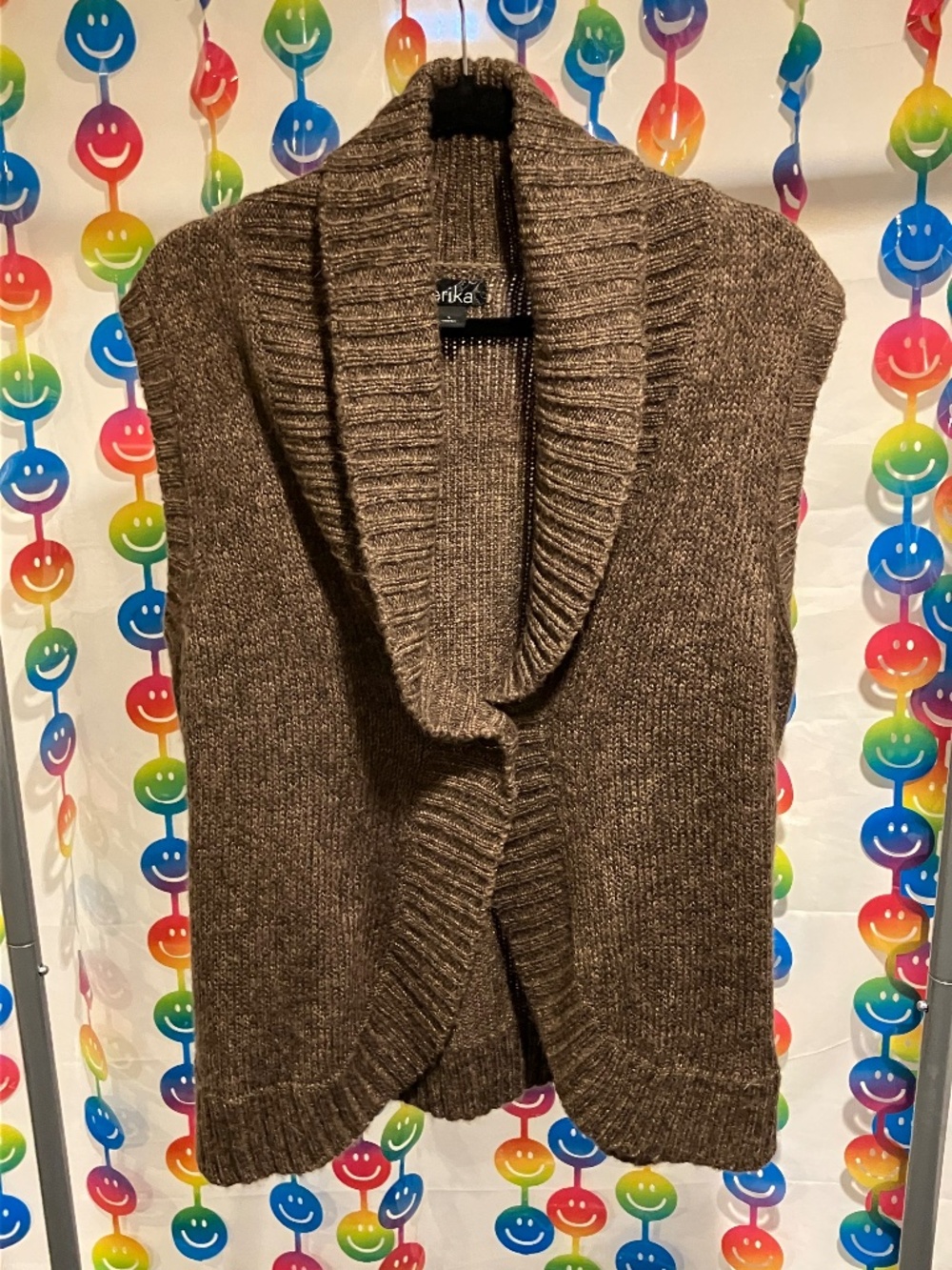 Erika Sleeveless Marled Knit Cardigan Vest (Large)